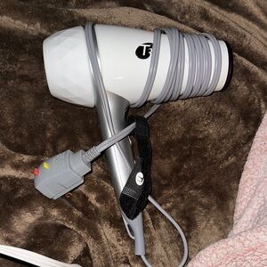 T3 White and Silver Compact Hair Dryer